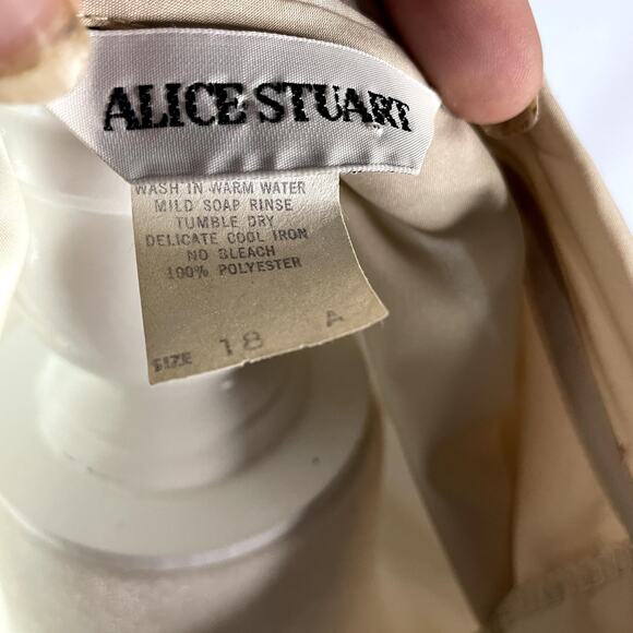 Vintage Alice Stuart 18 A Women's button down blouse tan long sleeve - Picture 5 of 11